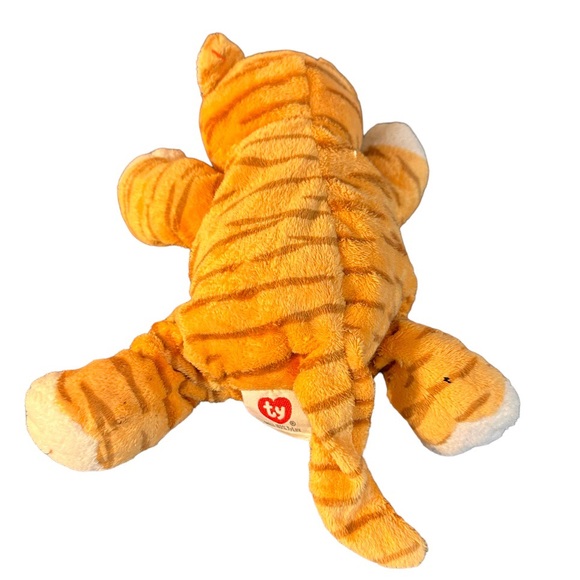 TY Pluffies PURRZ the Cat Orange Stripe Tiger Plush Stuffed Beanie 2003 Baby 10” - Picture 3 of 5